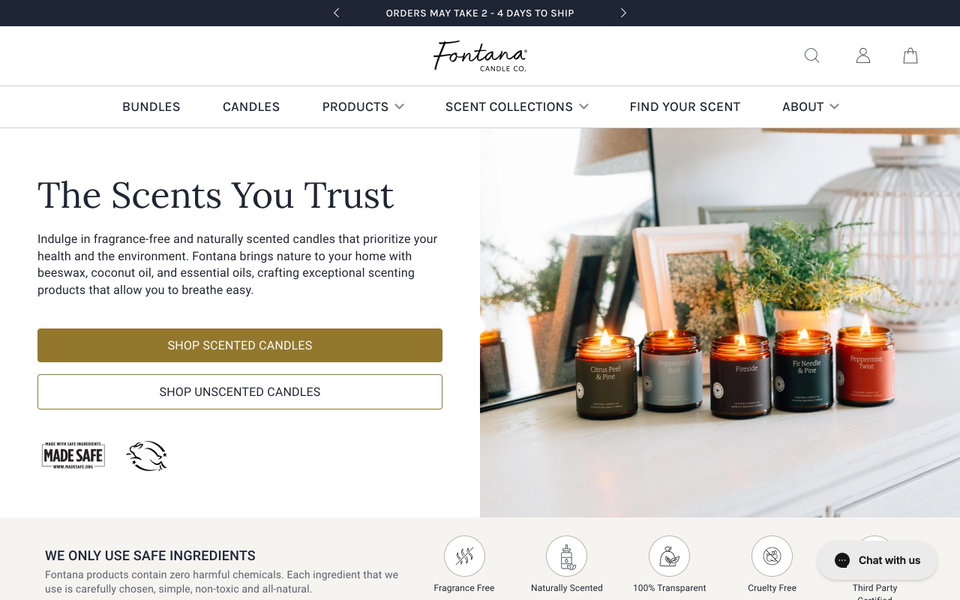 Fontana Candle Co website