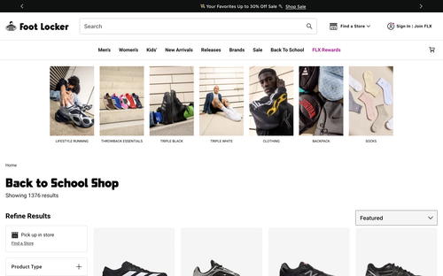 Foot Locker website screenshot