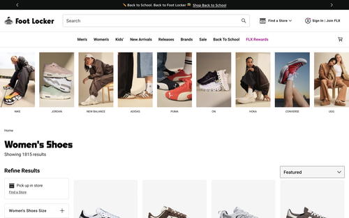 Foot Locker website screenshot