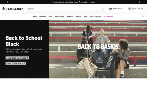 Foot Locker website screenshot