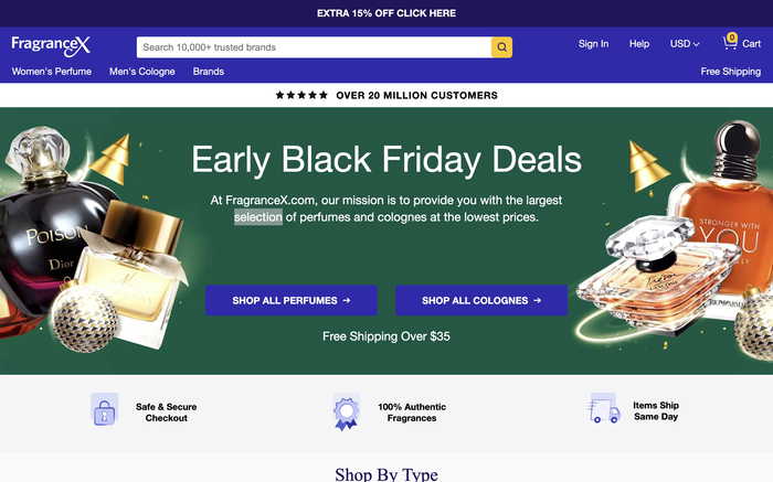 FragranceX.com screenshot