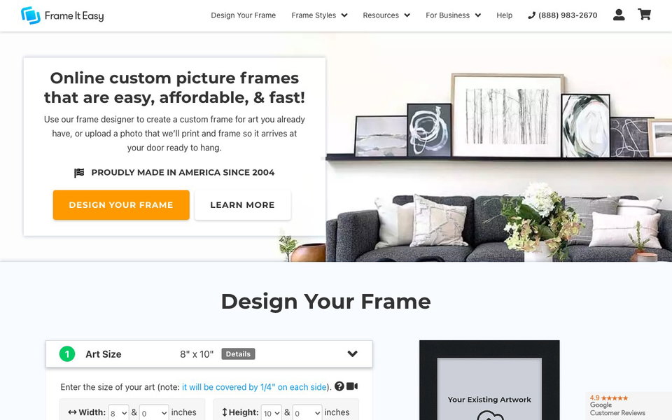 Frame It Easy website