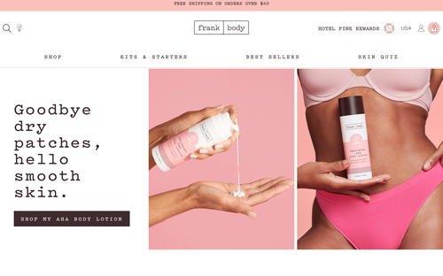 Frank Body website screenshot