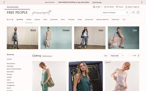 Free People website screenshot