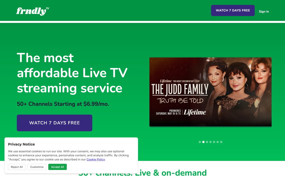 Frndly TV website