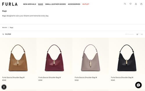 Furla website screenshot