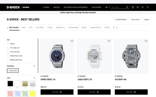 G-SHOCK website screenshot