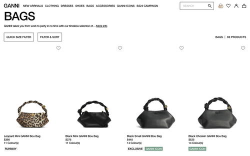 Ganni website screenshot