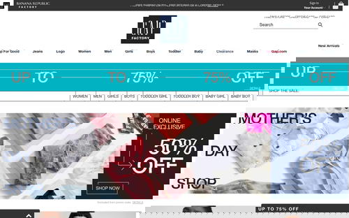 Gap Factory website screenshot