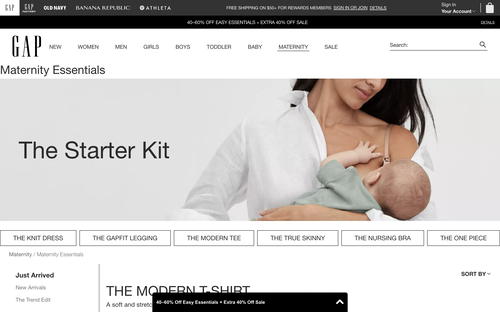 Gap website screenshot