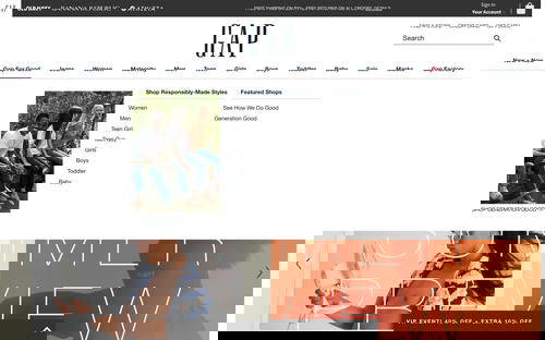 Gap website screenshot