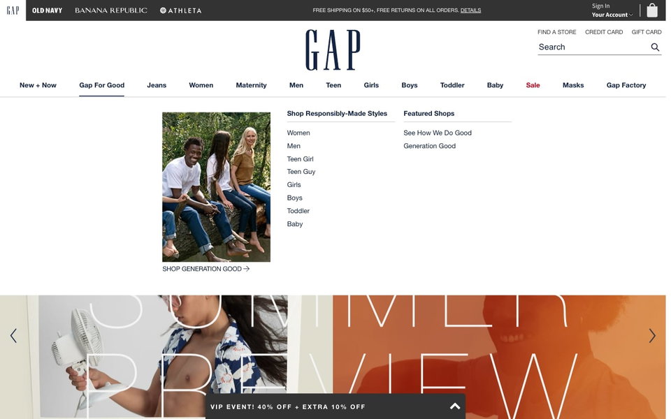 Gap website