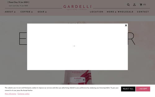 Gardelli Specialty Coffees website screenshot