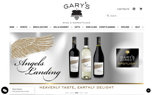 Gary's Wine & Marketplace website screenshot
