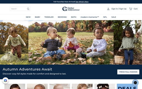 Gerber Childrenswear website screenshot