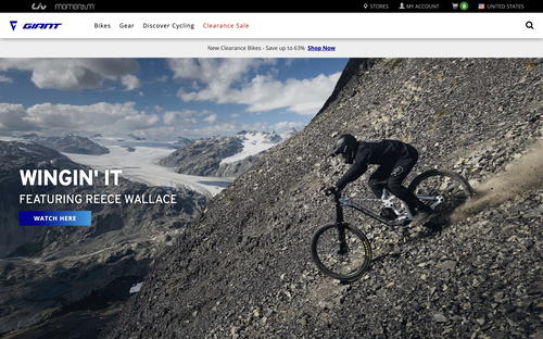 Giant Bicycles website screenshot