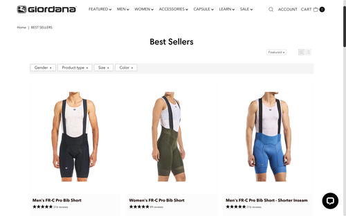 Giordana Cycling website screenshot