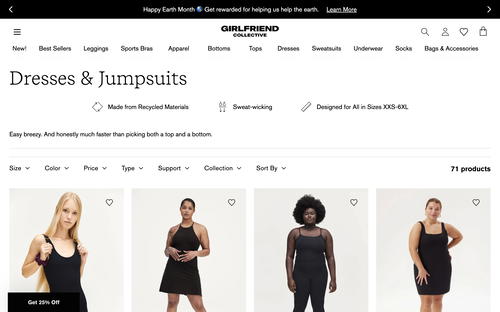 Girlfriend Collective website screenshot
