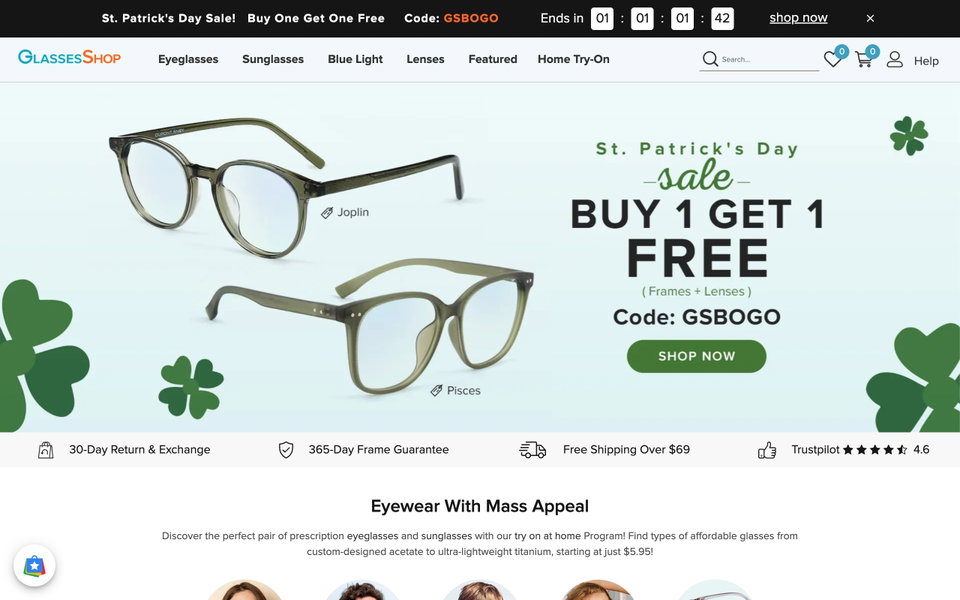 Glasses Shop website