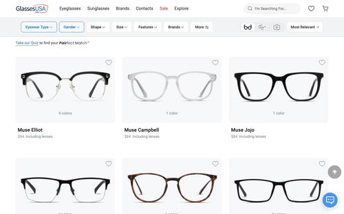 GlassesUSA.com website screenshot