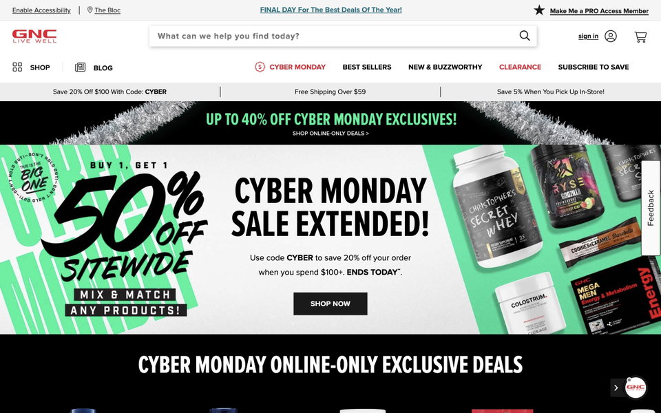 GNC website