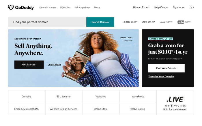 GoDaddy screenshot