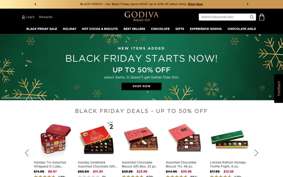 Godiva Chocolatier website