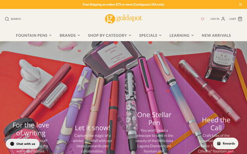 Goldspot Pens website screenshot