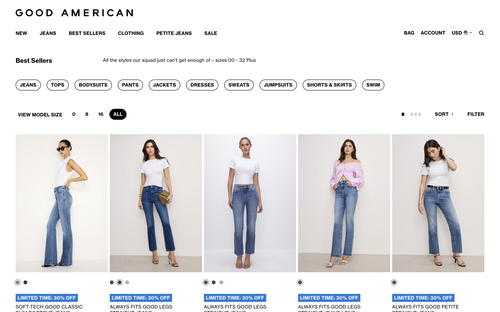 Good American website screenshot
