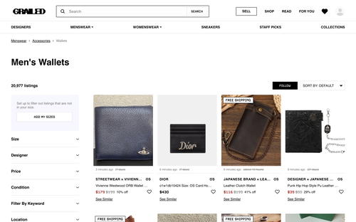 Grailed website screenshot