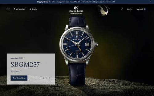 Grand Seiko Boutique USA website screenshot