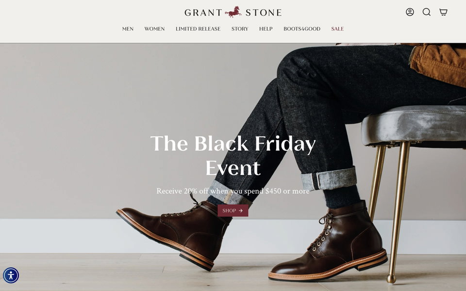 Grant Stone Shoes website