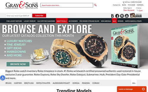 Gray & Sons Jewelers website screenshot