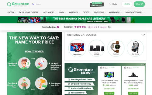 Greentoe website screenshot