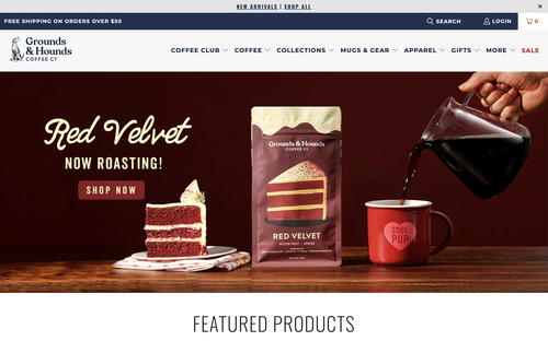 Grounds & Hounds Coffee Co. website screenshot