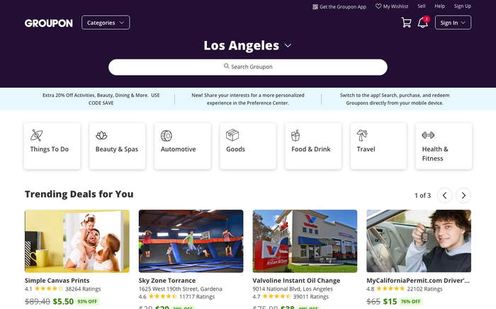 Groupon screenshot