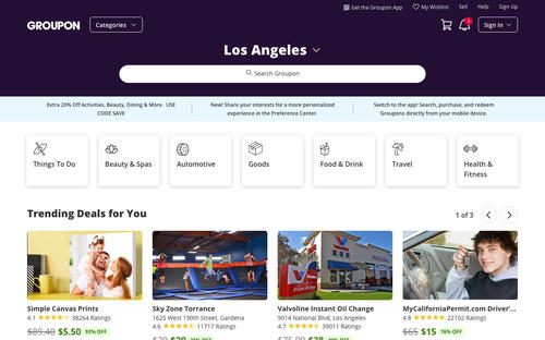 Groupon website screenshot