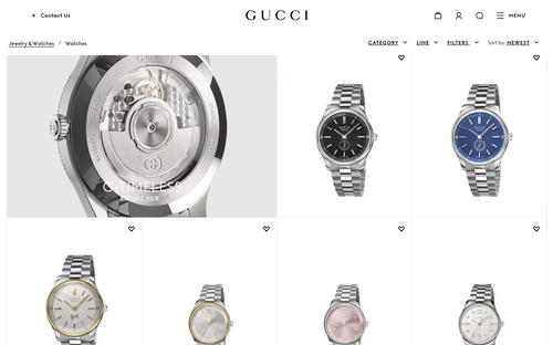 Gucci website screenshot
