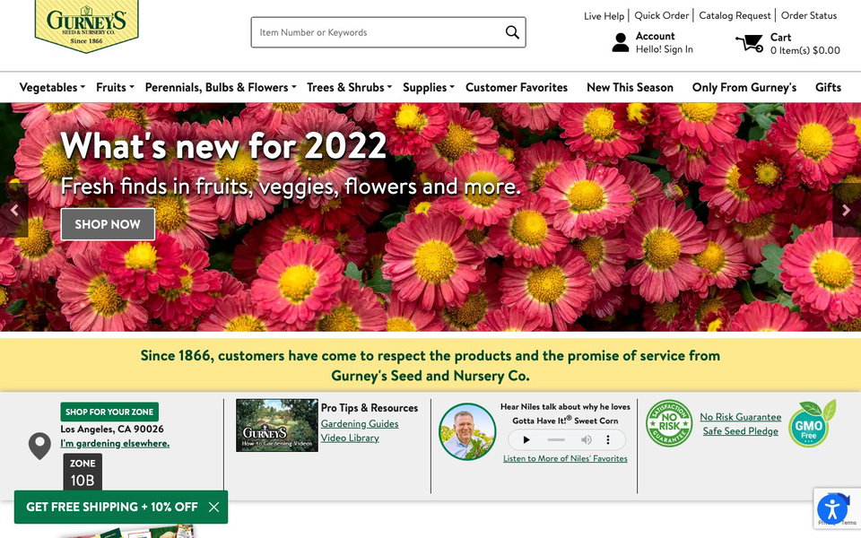 Gurney's Seed and Nursery website