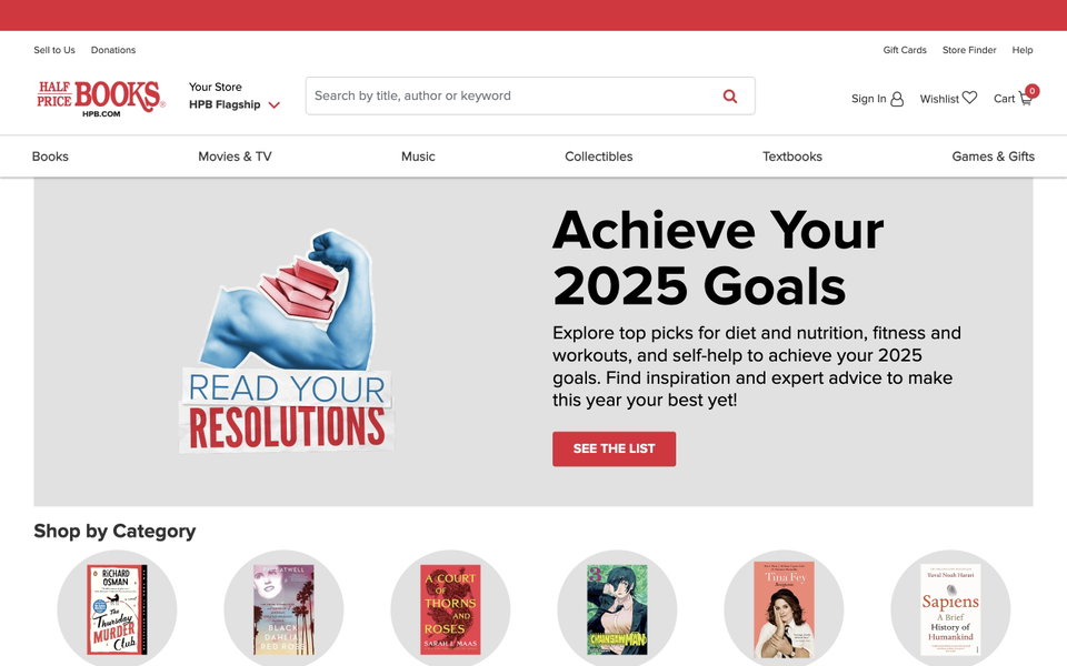 Half Price Books website
