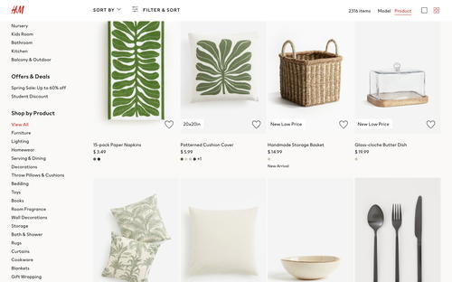 H&M website screenshot
