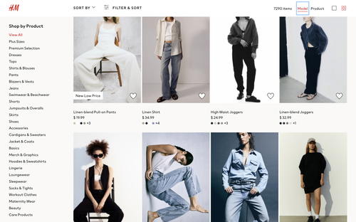 H&M website screenshot