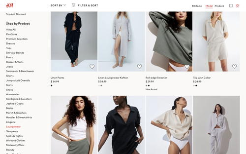 H&M website screenshot
