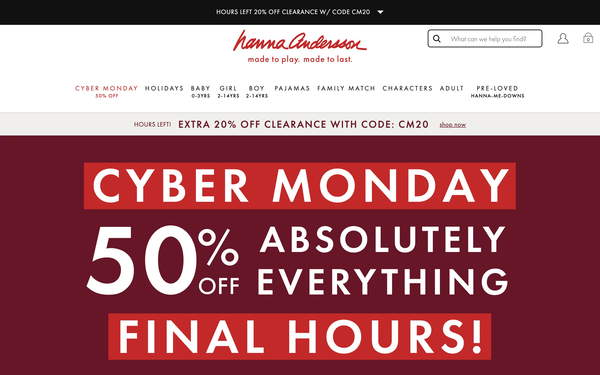 Hanna Andersson screenshot