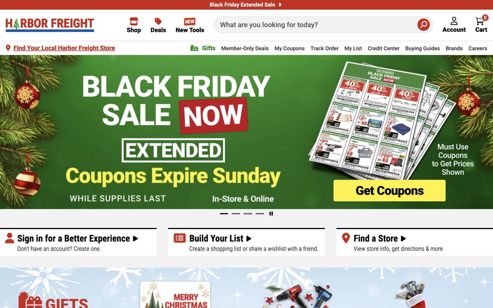 Harbor Freight Tools website
