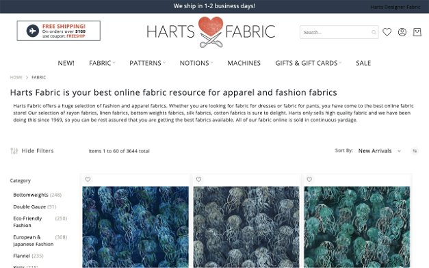 Harts Fabric on Shomp
