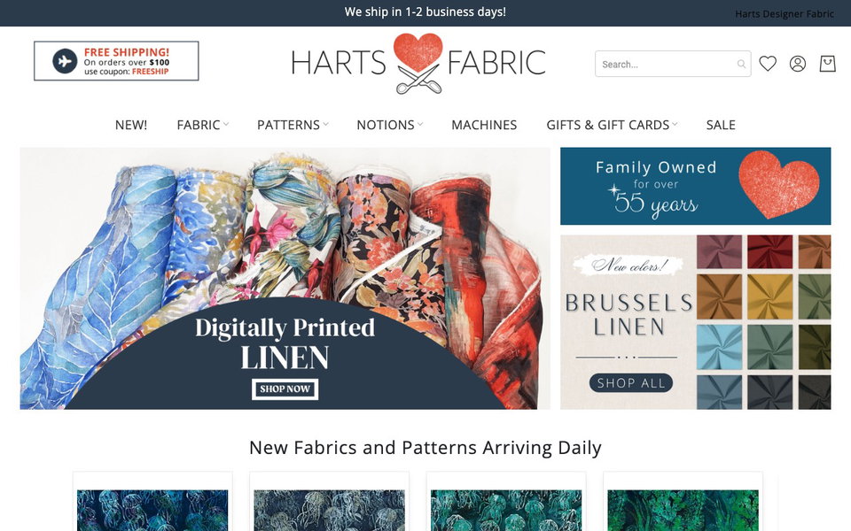 Harts Fabric website