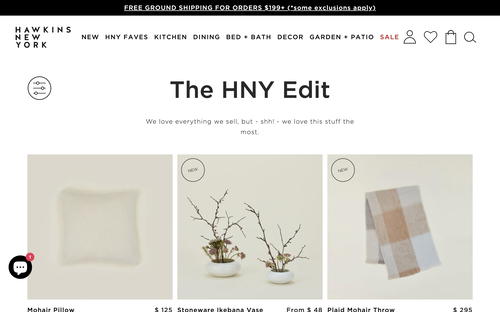 Hawkins New York website screenshot