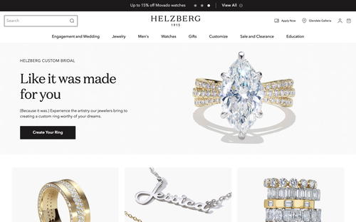 Helzberg Diamonds website screenshot