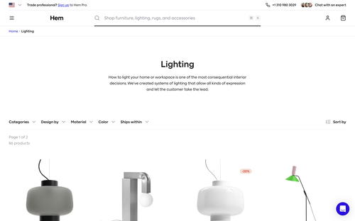Hem website screenshot